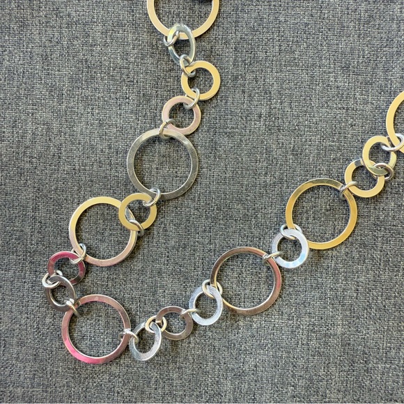 Vintage Chico’s Silver Tone Circle Chain 34 Long Necklace Signed - Picture 3 of 3